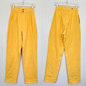 Lucy & Yak Addison High Waisted Pleated Trouser Pants Yellow Cotton Women's 26